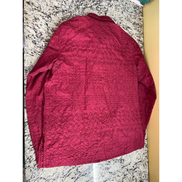 Van Heusen Womens Medium Collard Shirt Red Long Sleeve Floral Button-Down - Picture 8 of 11